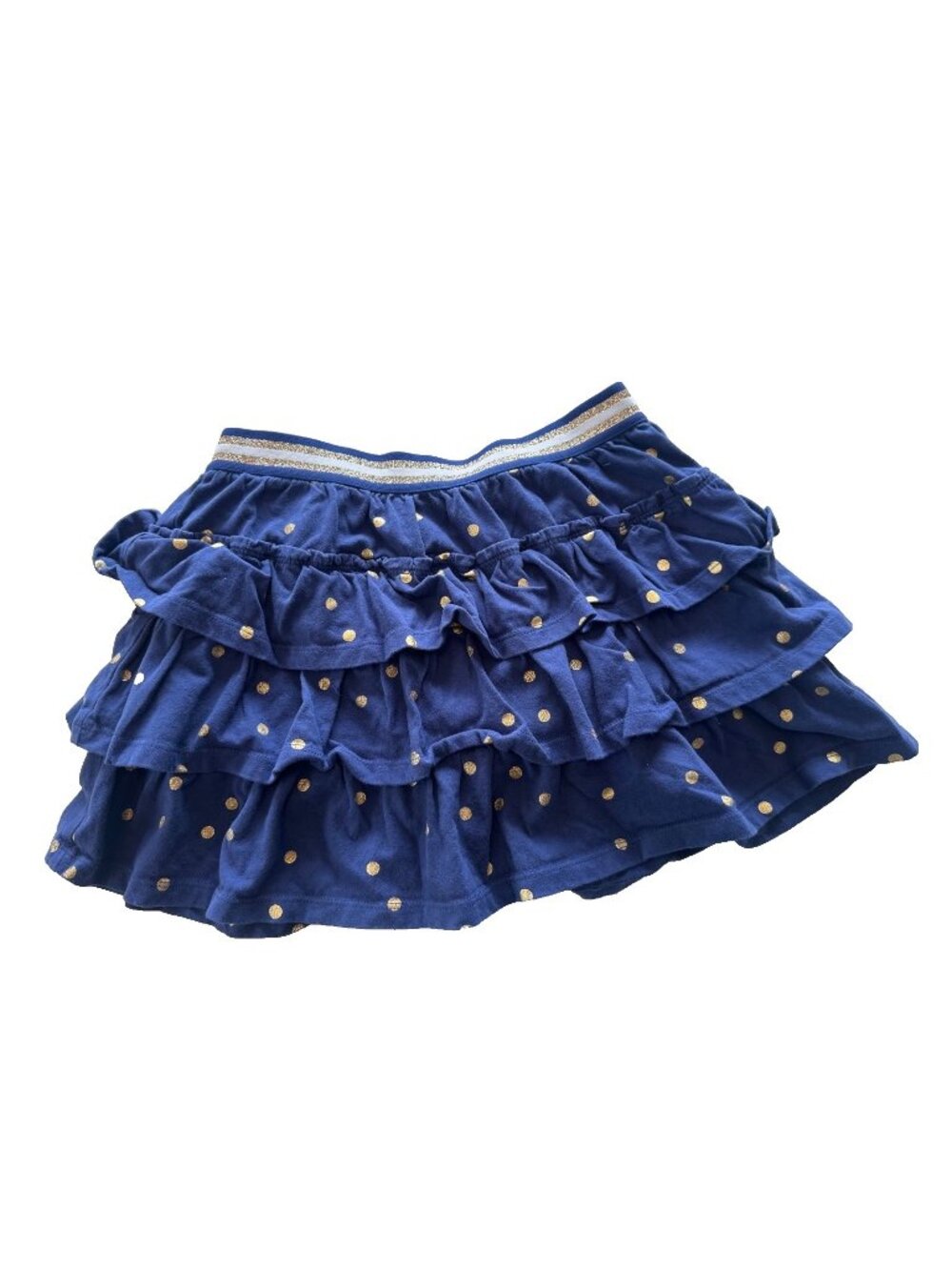 Mini Boden Girls 9-10Y Navy Gold Dot Ruffled Skort